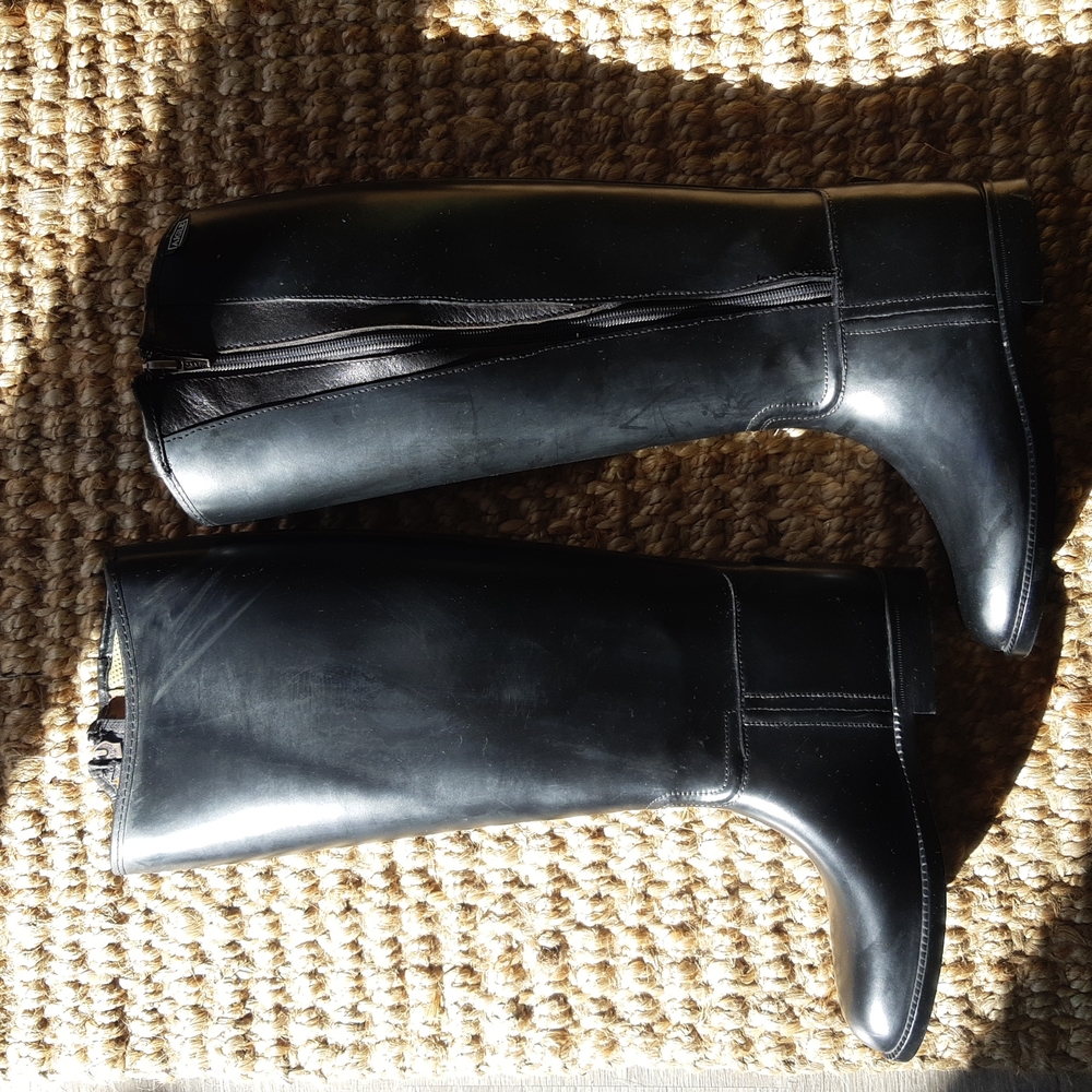 AIGLE Black Start Tall Knee High Rubber   Riding Boots Sz 37